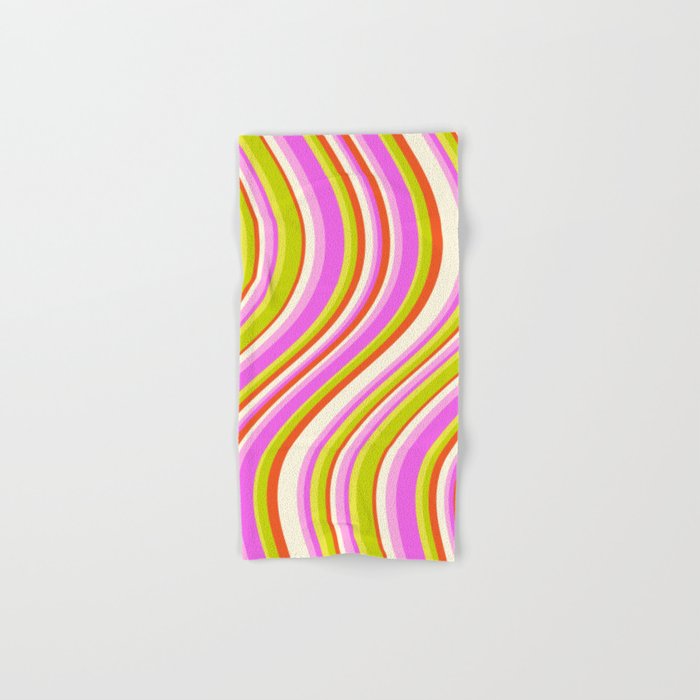 Wavy Stripes XVIII - Y2K Pink and Green Bath Towel Gallery Image 1