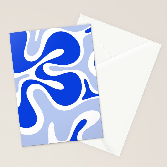 Royal Blue Smooth Contours Retro Contemporary Abstract Pattern with Light Blue Stationery Card Gallery Image 2