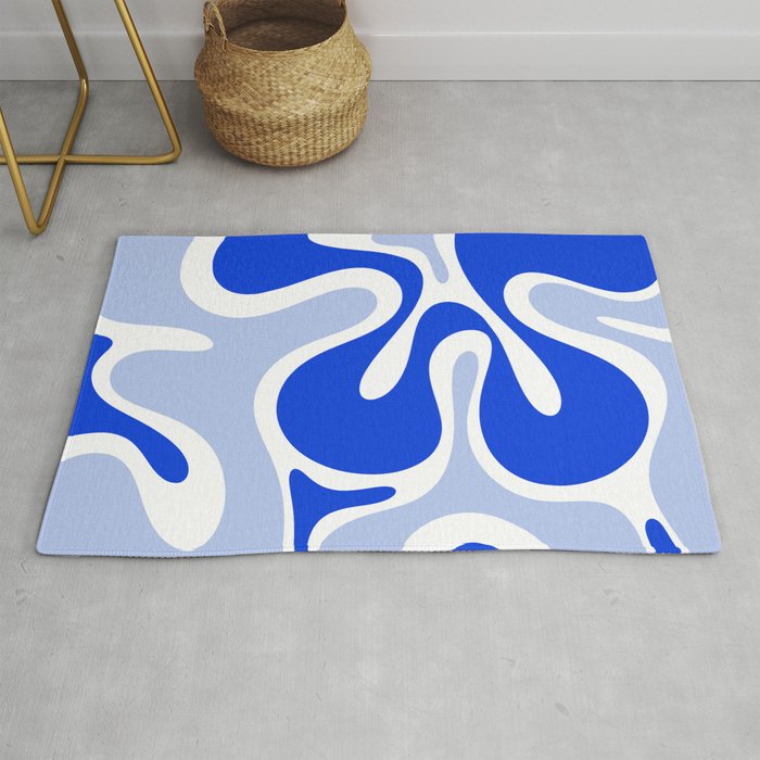 Royal Blue Smooth Contours Retro Contemporary Abstract Pattern with Light Blue Rug Gallery Image 1