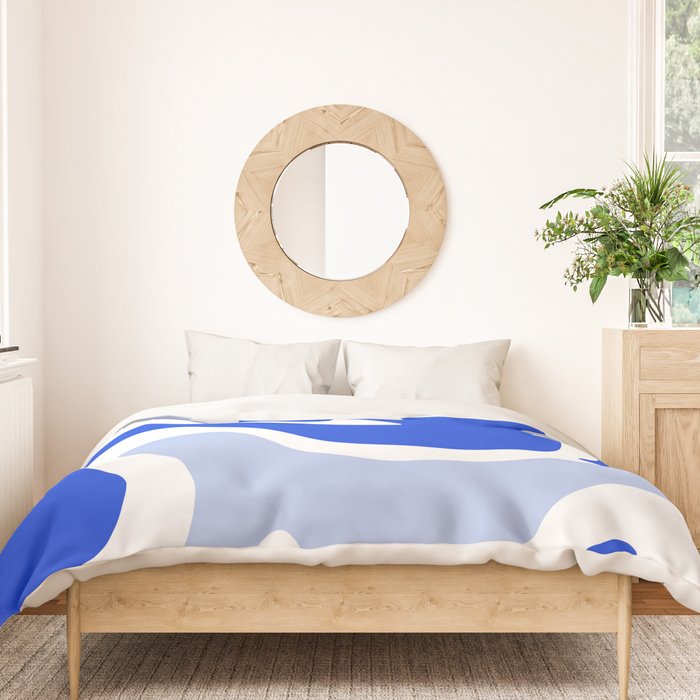 Royal Blue Smooth Contours Retro Contemporary Abstract Pattern with Light Blue Duvet Cover Gallery Image 3