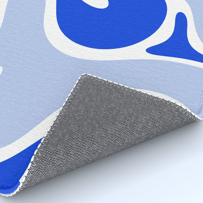 Royal Blue Smooth Contours Retro Contemporary Abstract Pattern with Light Blue Rug Gallery Image 4