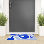 Royal Blue Smooth Contours Retro Contemporary Abstract Pattern with Light Blue Welcome Mat Gallery Image 3