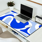 Royal Blue Smooth Contours Retro Contemporary Abstract Pattern with Light Blue Desk Mat Gallery Image 2