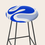 Royal Blue Smooth Contours Retro Contemporary Abstract Pattern with Light Blue Stool Gallery Image 2