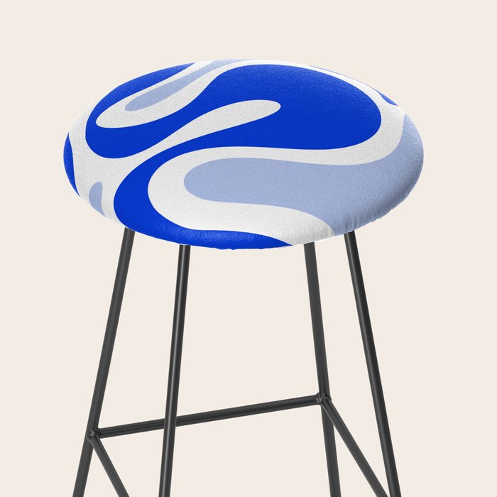 Royal Blue Smooth Contours Retro Contemporary Abstract Pattern with Light Blue Stool Gallery Image 2