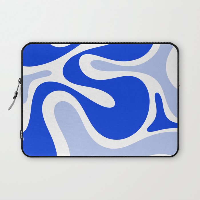 Royal Blue Smooth Contours Retro Contemporary Abstract Pattern with Light Blue Laptop Sleeve Gallery Image 1