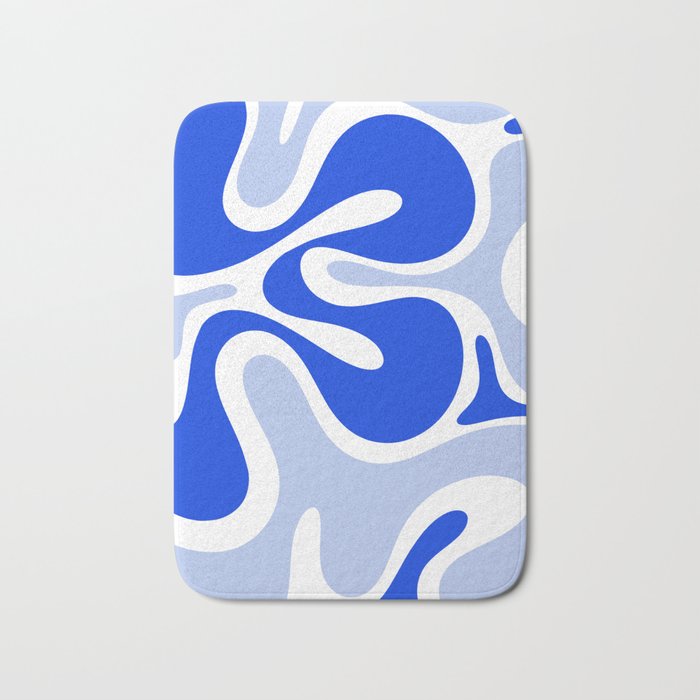 Royal Blue Smooth Contours Retro Contemporary Abstract Pattern with Light Blue Bath Mat Gallery Image 1