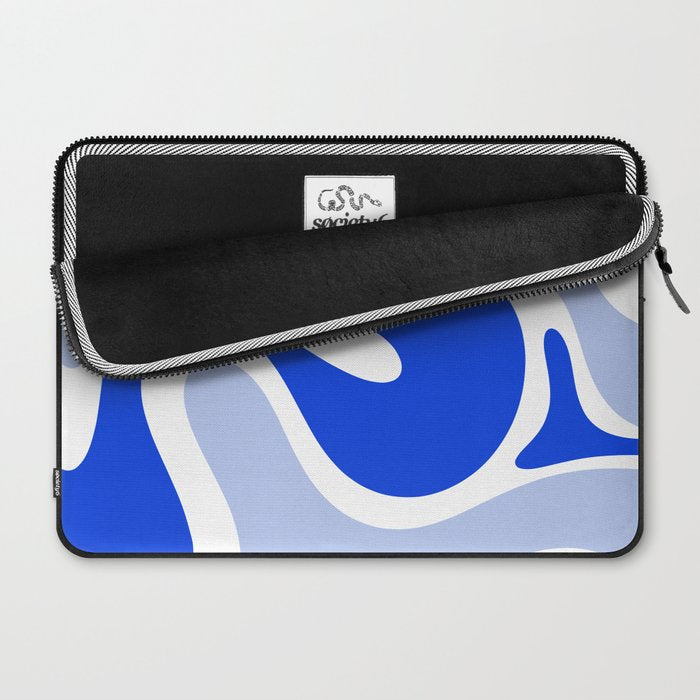 Royal Blue Smooth Contours Retro Contemporary Abstract Pattern with Light Blue Laptop Sleeve Gallery Image 2