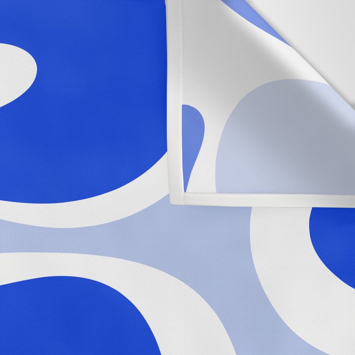 Royal Blue Smooth Contours Retro Contemporary Abstract Pattern with Light Blue Wall Tapestry Gallery Image 3