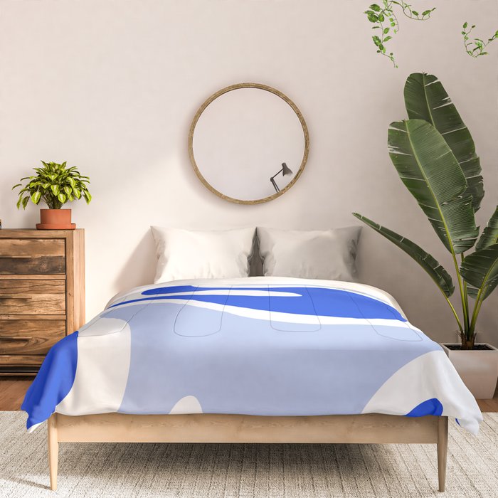 Royal Blue Smooth Contours Retro Contemporary Abstract Pattern with Light Blue Comforter Gallery Image 3