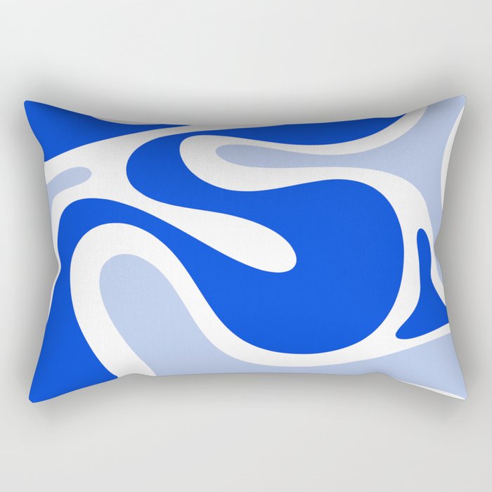 Royal Blue Smooth Contours Retro Contemporary Abstract Pattern with Light Blue Rectangular Pillow Gallery Image 2