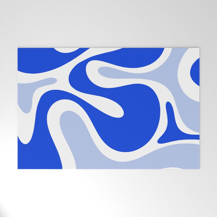 Royal Blue Smooth Contours Retro Contemporary Abstract Pattern with Light Blue Welcome Mat Gallery Image 1
