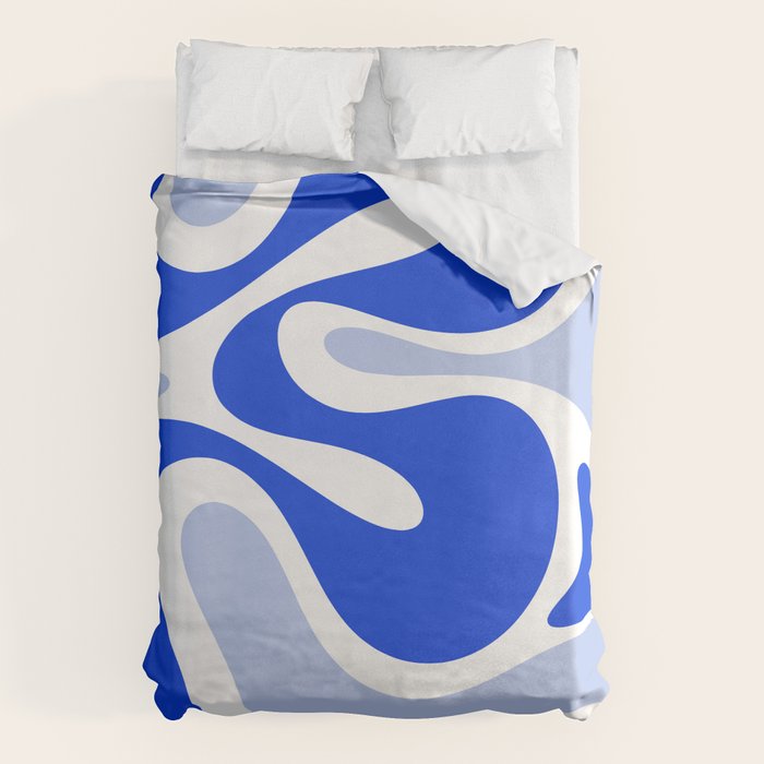 Royal Blue Smooth Contours Retro Contemporary Abstract Pattern with Light Blue Duvet Cover Gallery Image 6