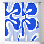 Royal Blue Smooth Contours Retro Contemporary Abstract Pattern with Light Blue Window Curtain Gallery Image 5