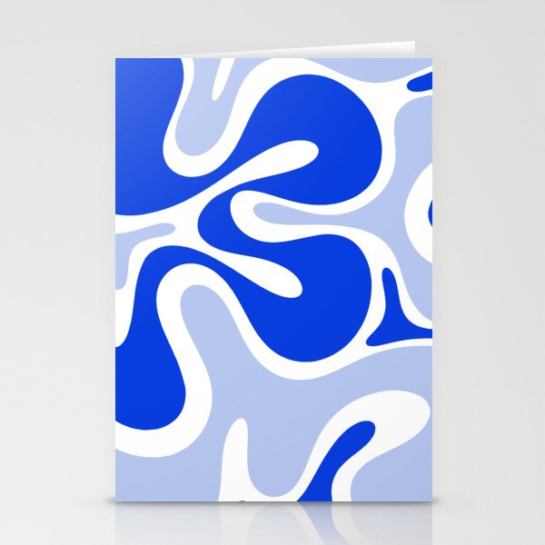 Royal Blue Smooth Contours Retro Contemporary Abstract Pattern with Light Blue Stationery Card Gallery Image 1