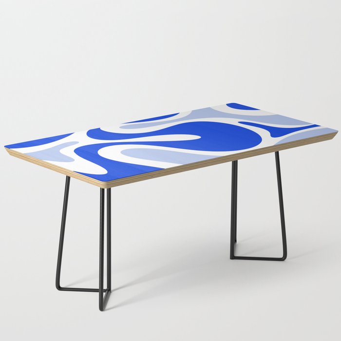 Royal Blue Smooth Contours Retro Contemporary Abstract Pattern with Light Blue Coffee Table Gallery Image 1