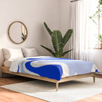 Royal Blue Smooth Contours Retro Contemporary Abstract Pattern with Light Blue Comforter Gallery Image 2