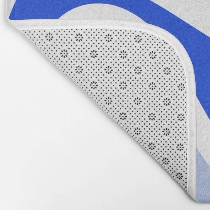 Royal Blue Smooth Contours Retro Contemporary Abstract Pattern with Light Blue Bath Mat Gallery Image 2