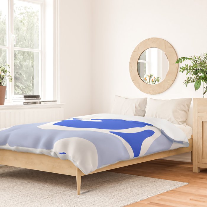 Royal Blue Smooth Contours Retro Contemporary Abstract Pattern with Light Blue Duvet Cover Gallery Image 2
