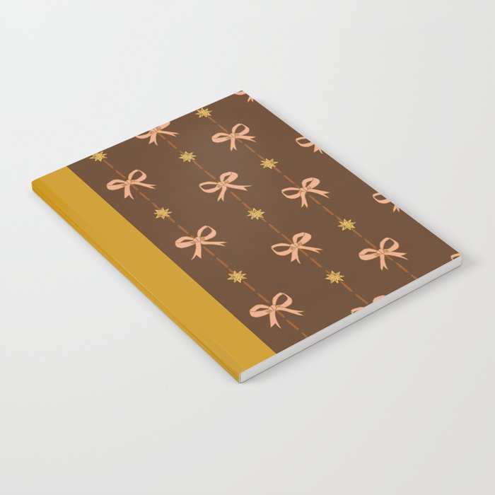 Cute Hair Bows and Stars in Brown and Peach Notebook Gallery Image 2