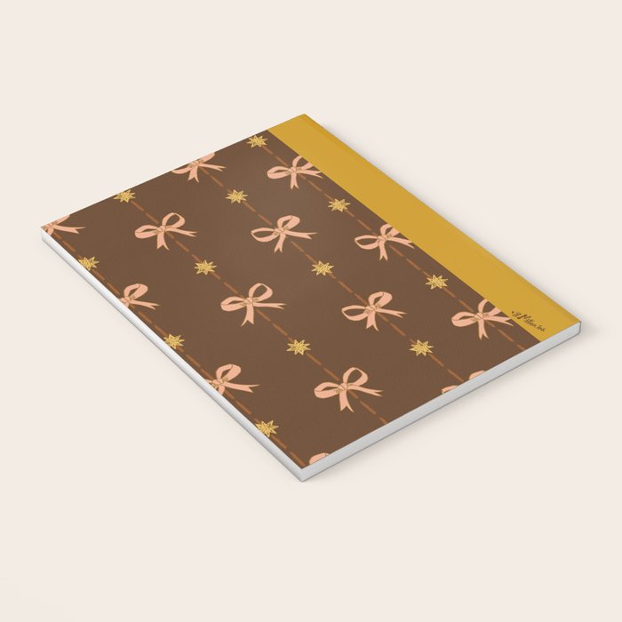 Cute Hair Bows and Stars in Brown and Peach Notebook Gallery Image 3