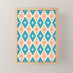 Mid Century Modern Atomic Age Googie Pattern 107 Turquoise and Orange Mini Art Print Gallery Image 1