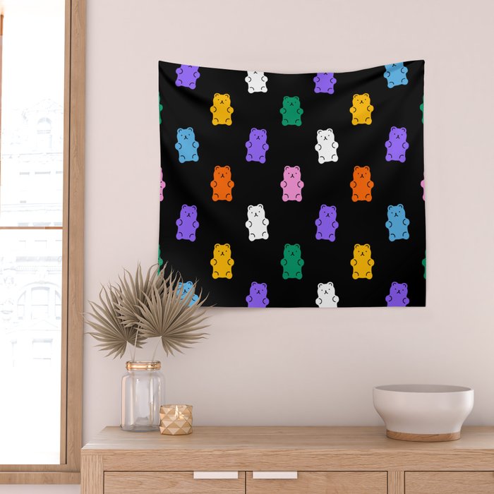 Colorful candy bear pattern art Wall Tapestry Gallery Image 2