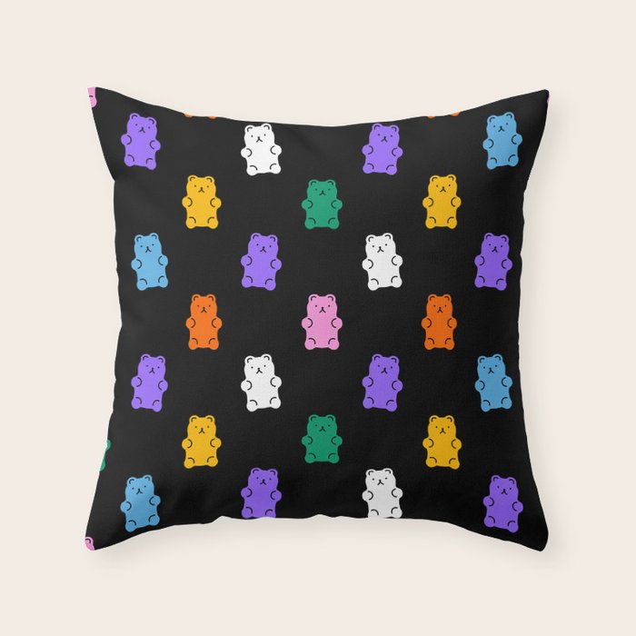 Colorful candy bear pattern art Throw Pillow Gallery Image 6