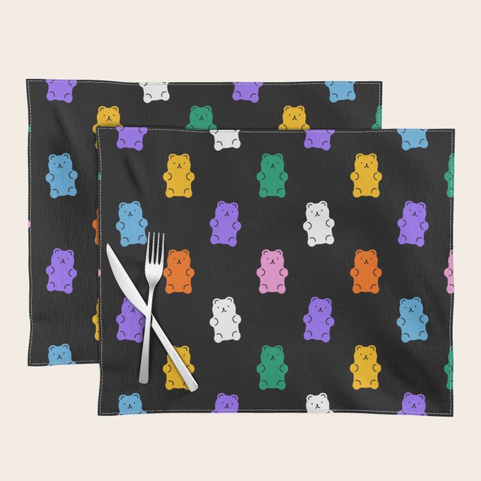 Colorful candy bear pattern art Placemat Gallery Image 1