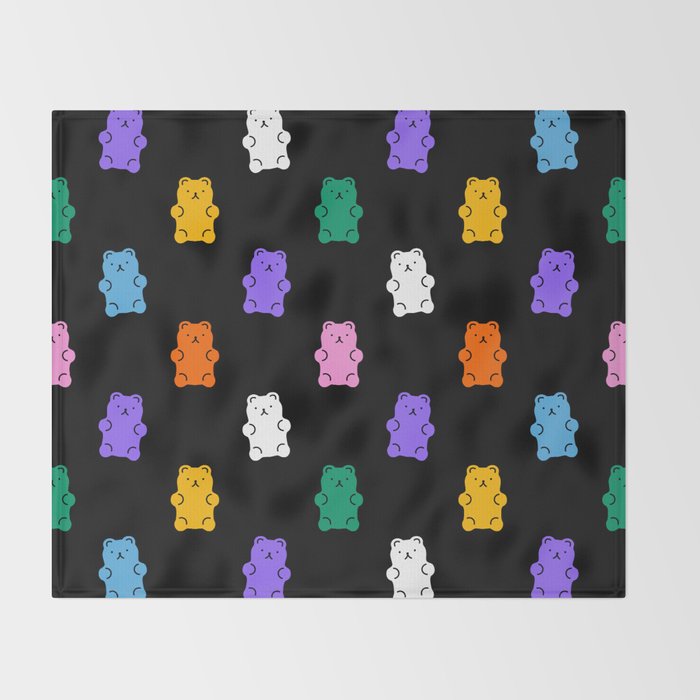Colorful candy bear pattern art Throw Blanket Gallery Image 2