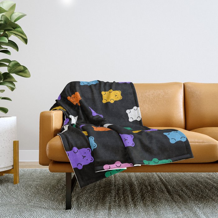 Colorful candy bear pattern art Throw Blanket Gallery Image 1