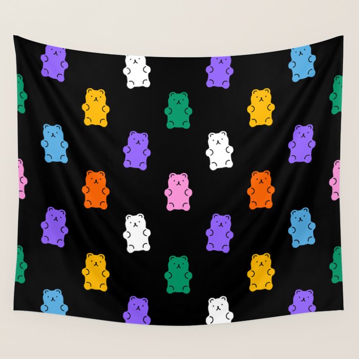 Colorful candy bear pattern art Wall Tapestry Gallery Image 4