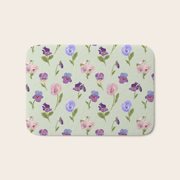 Pansy Flower Pattern Bath Mat Gallery Image 1