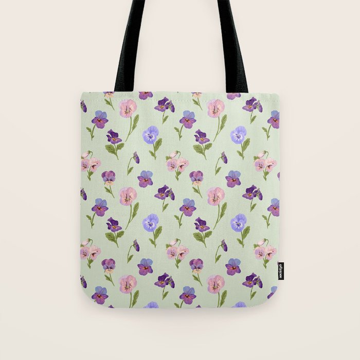 Pansy Flower Pattern Tote Bag Gallery Image 1