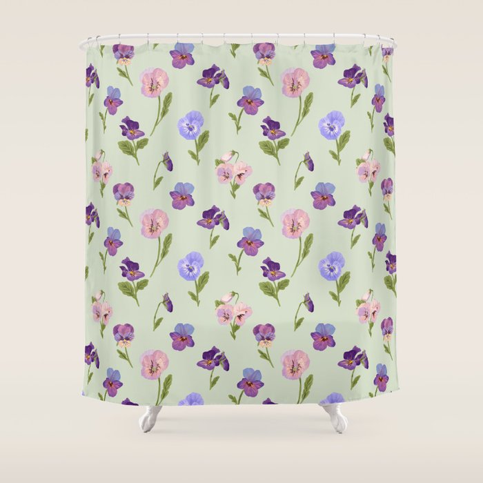 Pansy Flower Pattern Shower Curtain Gallery Image 1
