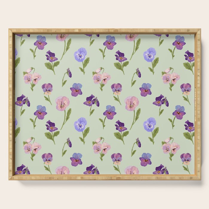 Pansy Flower Pattern Serving Tray Gallery Image 1