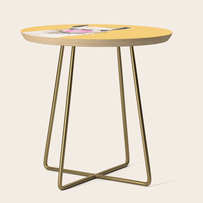 Bubble Gum Sneaky Llama in Yellow Side Table Gallery Image 1