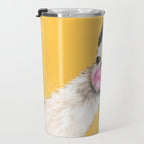 Bubble Gum Sneaky Llama in Yellow Travel Mug Gallery Image 3