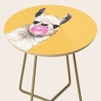 Bubble Gum Sneaky Llama in Yellow Side Table Gallery Image 2