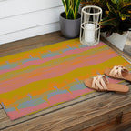 Vintage Western Desert Landscape in Dusty Neon Outdoor Rug Gallery Image 2