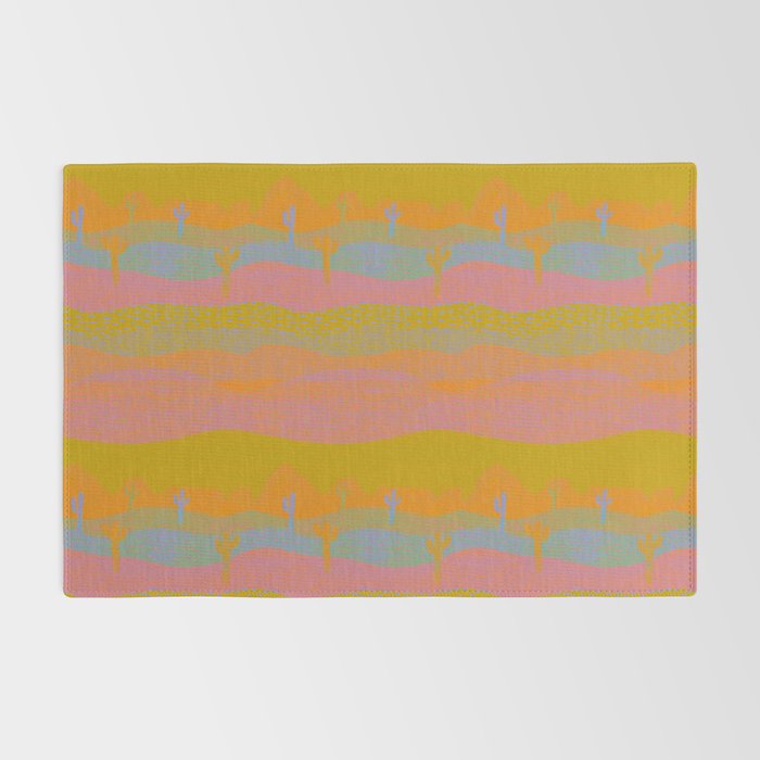 Vintage Western Desert Landscape in Dusty Neon Rug Gallery Image 2