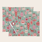 Mid-Century Ornaments in Red and Mint Placemat Gallery Image 1