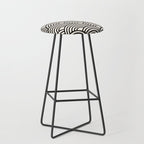 Black And Cream White Japanese Seigaiha Wave Stool Gallery Image 1