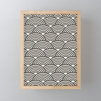 Black And Cream White Japanese Seigaiha Wave Mini Art Print Gallery Image 1