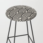 Black And Cream White Japanese Seigaiha Wave Stool Gallery Image 2