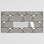 Black And Cream White Japanese Seigaiha Wave Desk Mat Gallery Image 1