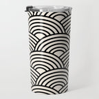Black And Cream White Japanese Seigaiha Wave Travel Mug Gallery Image 3