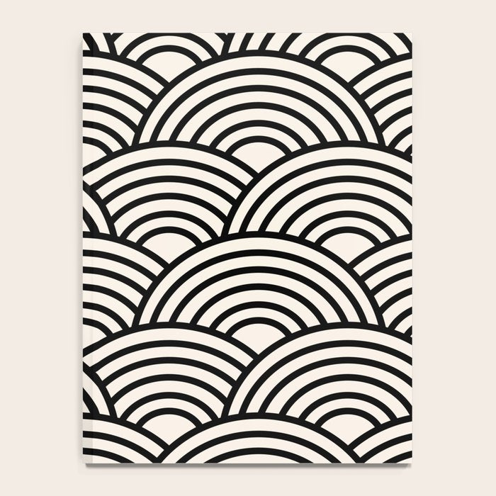 Black And Cream White Japanese Seigaiha Wave Notebook Gallery Image 4