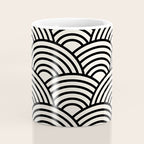 Black And Cream White Japanese Seigaiha Wave Coffee Mug Gallery Image 4