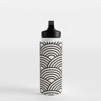 Black And Cream White Japanese Seigaiha Wave Water Bottle Gallery Image 3